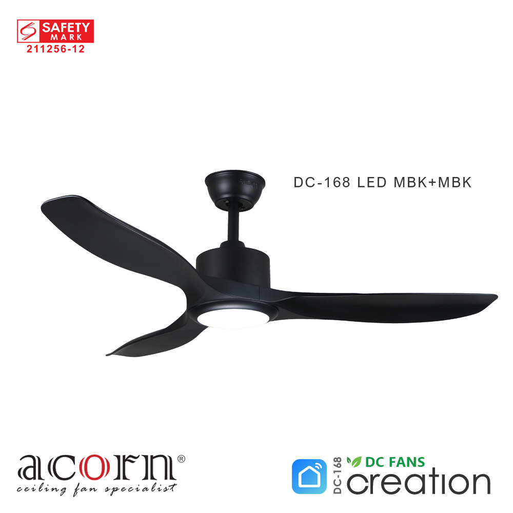 3 Blades Ceiling fan with light DC-168-LED-MBKMBK-2
