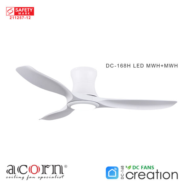 3 Blades Ceiling fan with light DC-168H-LED-MWHMWH