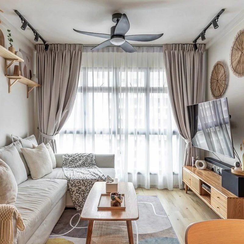 Demonstration of 5 Blades Small Ceiling Fan with LED light in a modern house in Singapore