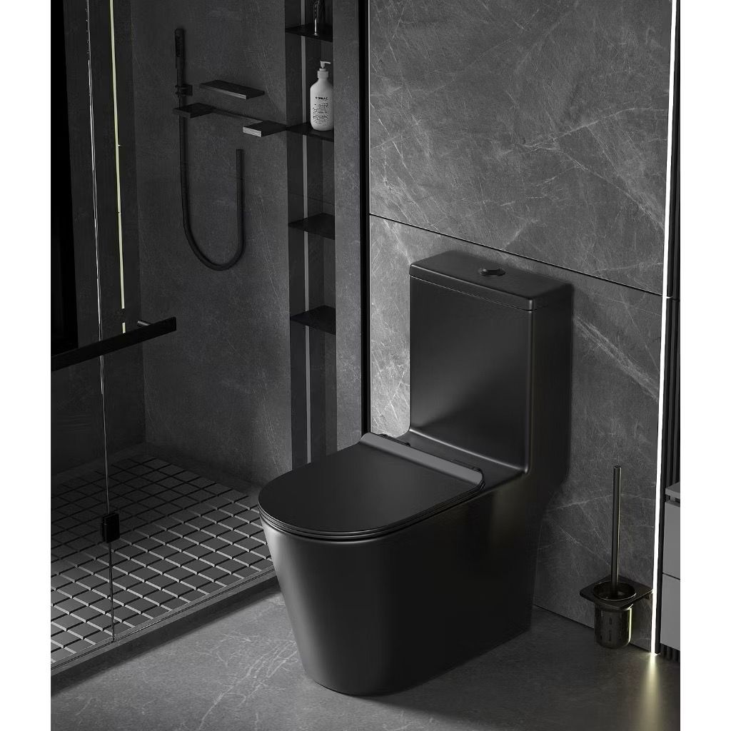 Toilet Bowl Eaco T988-BK One-Piece Rimless Tornado Dual-Flush (S-Trap/P-Trap) — Black