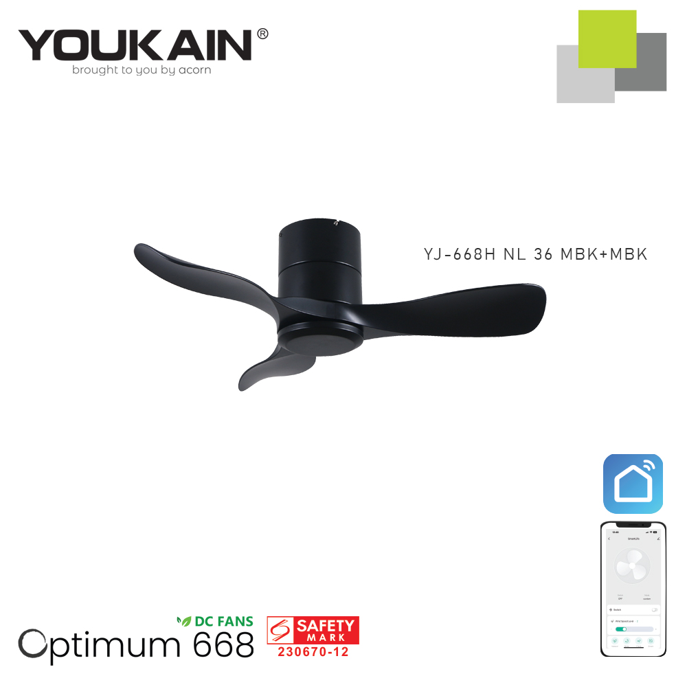 Small Ceiling fan YJ-668H-NL-36-MBKMBK