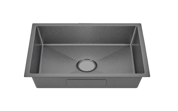 Undermount Embossed Kitchen Sink NANO Black Stainless Steel – ROSKI KS-6845-BK-EM