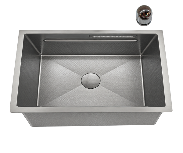 Undermount Embossed Kitchen Sink NANO Grey Stainless Steel – ROSKI KS-6845-SS-EM