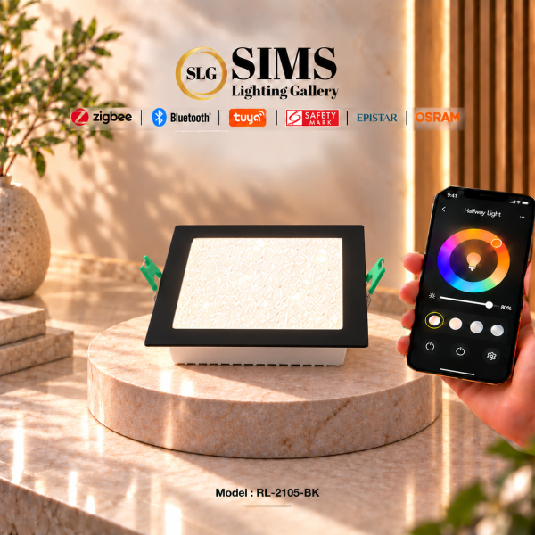 Black Square LED Downlight CRYSTAL RL-2105SD-BK