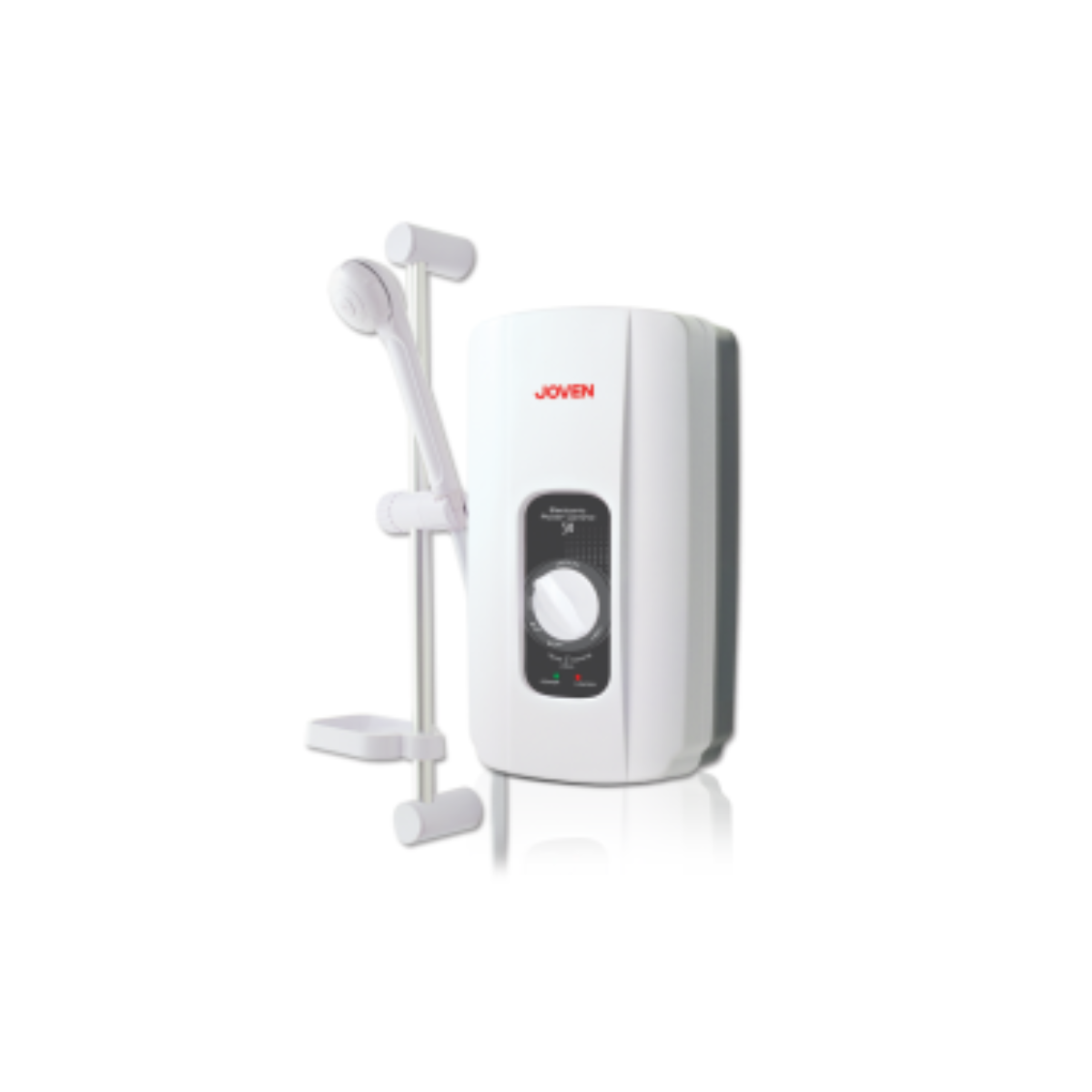 Joven 510 water heater with handheld shower set for contemporary bathroom interiors.